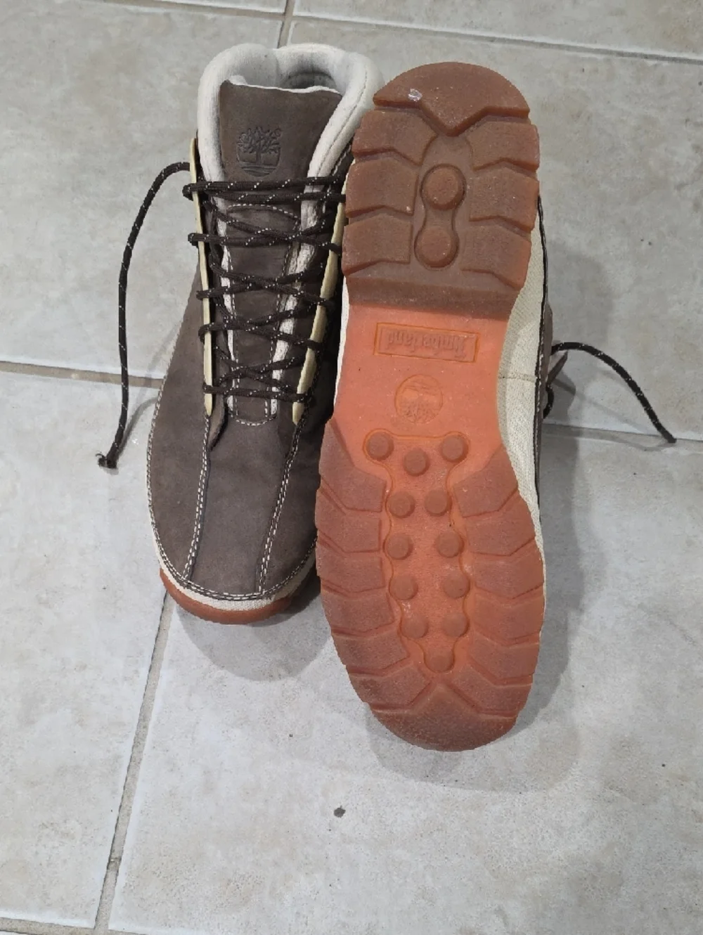 Timberland Men's Taupe Suede Lace-Up Outdoor Boots, Size 10M - Genuine leather